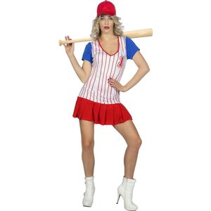 Wilbers & Wilbers - Honkbal Kostuum - Curvy Cindy Baseball USA - Vrouw - - Maat 46-48 - Carnavalskleding - Verkleedkleding