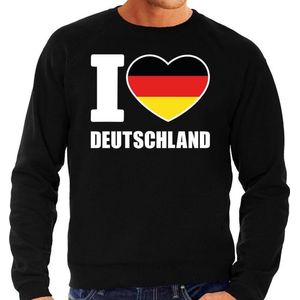 I love Deutschland supporter sweater / trui voor heren - zwart - Duitsland landen truien - Duitse fan kleding heren L