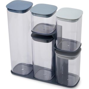 Joseph Joseph Editions Sky Podium Voedsel Container - Kunststof - Set van 5 Stuks - Oceaan - Opbergbakjes - Vershoudbakjes