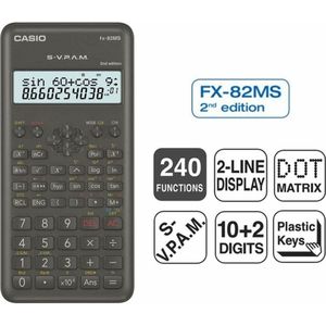 Casio FX-82MS-2 Schoolrekenmachine - Donkergrijs - Aantal displayposities: 12