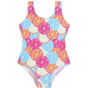 Meisjes badpak bloemen multicolor 110 / 4-5 jaar