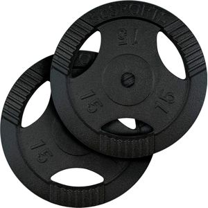 Halterschijven - Halterschijven Set - Gewichten - Gewichten set - 30 kg - Gietijzer - Zwart - 33.5 x 33.5 x 4 cm