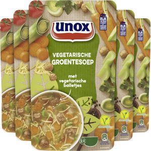 Unox Soep In Zak Groentesoep met vegetarische ballen - 5 x 570 ml - voordeelverpakking