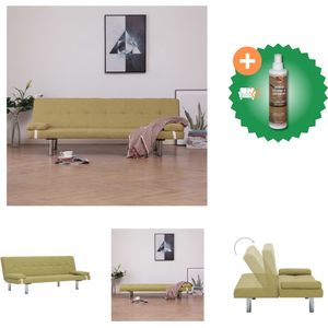 vidaXL Slaapbank met twee kussens polyester groen - Bank - Inclusief Houtreiniger en verfrisser