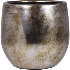 Bela Arte Plantenpot - keramiek - goud glans - D16/H14 cm - bloempot