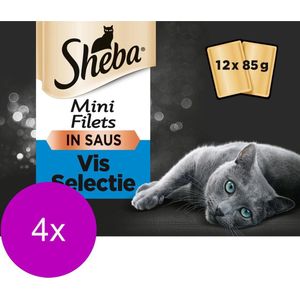 Sheba Multipack Mini Filets Saus - Kattenvoer - 4 x Vis 12x85 g