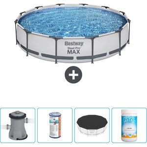 Bestway Rond Steel Pro MAX Zwembad - 366 x 76 cm - Grijs - Inclusief Pomp Filter - Afdekzeil - Chloor