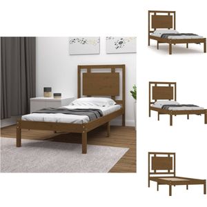 vidaXL Bedframe Classic Honey 100x200 - Massief grenenhout - Multiplex lattenbodem - Bed