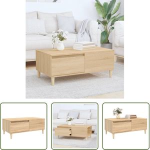 The Living Store Salontafel - Scandinavisch ontwerp - 90 x 50 x 36.5 cm - Sonoma eiken