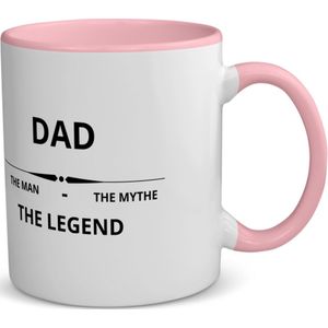 Akyol - dad the man the mythe the legend koffiemok - theemok - roze - Papa - de legendarische vader - vader cadeautjes - vaderdag - verjaardag - geschenk - kado - vader artikelen - 350 ML inhoud
