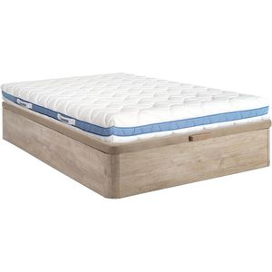 DREAMEA Set 140 x 190 cm bedbodem met opbergruimte, licht naturel + matras van schuim met vormgeheugen van 20 cm dik - AIRMEMORY van DREAMEA L 190 cm x H 30 cm x D 140 cm