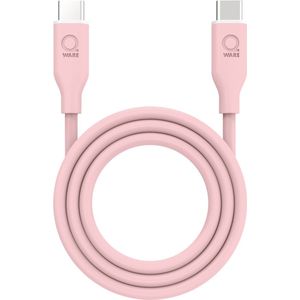 Qware - USB C to USB C - Kabel - Cable - Fast charge - Snel laden - 1 meter - Siliconen - Knoop vrij - Extra flexibel - Roze