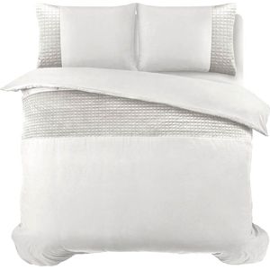 Sleeptime dekbedovertrek Band - Micropercal met Luxe velvet Band - 240 x 220 - Wit