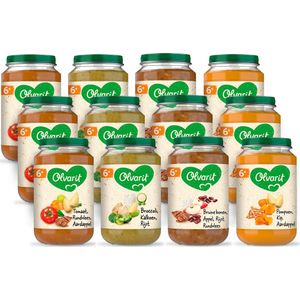 Olvarit Variatiemenu Babymaaltijd 6+ Maanden - Versie 2 - 4 Smaken - 12 x 200g