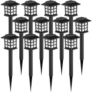 Zonne-Verlichting Voor Buiten - Tuinverlichting Op Zonne-Energie - Waterdicht Voor Landschap - Pad - Tuin - Terras - Oprit - Warm Wit - 12 Stuks [Energieklasse A]
