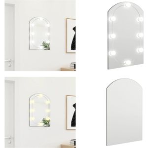 vidaXL Spiegel met LED-verlichting boog 60x40 cm glas - Wandspiegel Met LED-verlichting - Wandspiegels Met LED-verlichting - Wandspiegel Met LED - Spiegel Met Ledverlichting