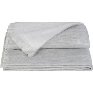 Alpaca Wol Dubbelzijdige Plaid - 230 x 145 cm - Lichtgrijs/Wit