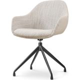 Nolon Nola-Mae Eetkamerstoel Draaibaar Beige Gemêleerd - met Armleuning - Stof - Zwart Onderstel - Design - Scandinavisch - Comfortabel