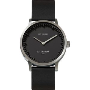 LEFF amsterdam - T32 - Horloge - Leer - Staal/Zwart- Ø 32mm