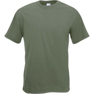 Set van 2x stuks basic olijf groene t-shirt voor heren - voordelige katoenen shirts - Regular fit, maat: XL (42/54)