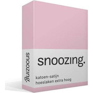 Snoozing - Katoen-satijn - Hoeslaken - Extra Hoog - Lits-jumeaux - 180x200 cm - Roze