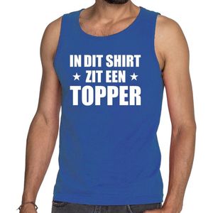 In dit shirt zit een Topper tekst tanktop/mouwloos shirt blauw voor heren - heren Toppers shirts S