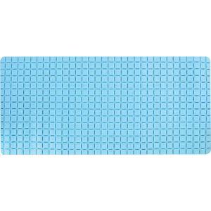 MSV Douche/bad anti-slip mat badkamer - rubber - lichtblauw - 76 x 36 cm - met zuignappen