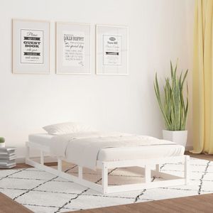 The Living Store Houten bedframe - eenpersoonsbed - 205.5x105.5x28 cm - wit - massief grenenhout - stabiel - geschikt voor 100x200 cm matras