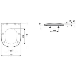 Laufen Lua closetzitting met deksel, Slim, softclosing mechanisme, 445x370mm, H8910830180001