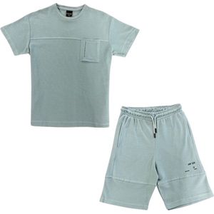 La Pèra Kinder Tweedelig Setje - T-shirt & Korte broek - Unisex - Blauw - 146
