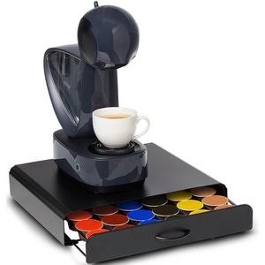 KitchenBrothers Capsulehouder - Koffiecups houder - met Lade - Geschikt voor Dolce Gusto - 36 Capsules - RVS - Zwart