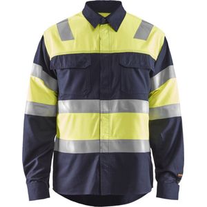 Blåkläder 3228-1515 FR Overhemd High vis Marineblauw/Geel maat S