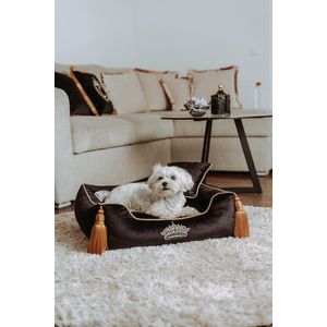 Luxe fluwelen vierkant huisdierenbed - Hondenbed - Velvet Dog Bed - Wasbaar - Zwart S