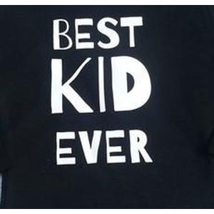 Baby Rompertje met tekst zwart Best Kid Ever | korte mouw | zwart wit | maat 62/68 cadeau