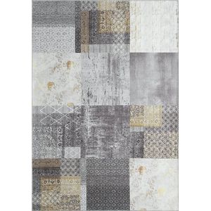 Vloerkeed patchwork vintage look - 80x250 cm - Wasbaar - multicolor - platbinding - katoenen achterkant - Elira tapijt by The Carpet