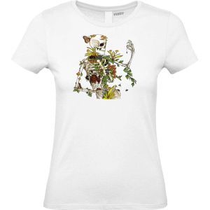 Dames T-shirt Bones and Botany | Halloween Kostuum Volwassenen | Halloween | Foute Party | Wit dames | maat XXL