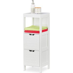Badkamerkast landelijk met 2 lades en 1 etages - 90 x 30 x 30 cm - Kolomkast in wit