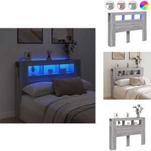 vidaXL Hoofdbord Met LED - Hoofdborden Met LED - Hoofdbord - Hoofdbord Bed - Hoofdeinde met LED 140x18,5x103,5 cm bewerkt hout grijs sonoma