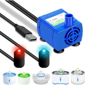 Ultra stille fonteinpomp met LED - Reservepomp voor kattenfontein - Huisdieren waterpomp - Dompelpomp voor fontein .
