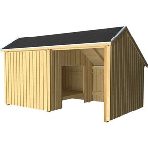 Tuin shelter dicht / open onbehandeld incl dakleer/alu stips 248 x 432 x 250 cm - Type B