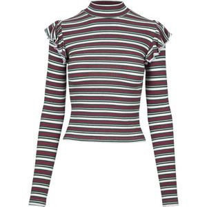 Urban Classics Longsleeve top -XL- Striped Volant Groen/Rood