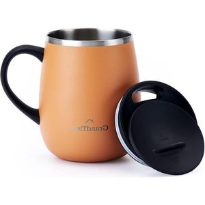 460 ml wijnglas Shape Coffee to Go mok met handvat en schuifdeksel - dubbelwandig roestvrij staal - houdt dranken warm of koud - wortel