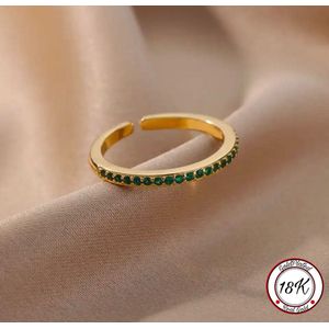 Soraro Green Zirkonia Ring | Groen | Goud | 18K Goldplated | Zirkonia Stenen | Vrouwen Sieraden | Dames Ringen | Vrouwen Ringen