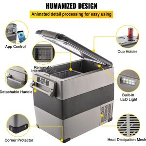 Auto Koelkast Compressor - 45L - Auto Mini Koelkast - Mini Koelkast - Koelkast Tafelmodel Met Vriesvak - Met Batterij Beschermingssysteem - Voor Zowel Binnen Als Buiten Gelegenheden - Boot, Vrachtwagen, Auto
