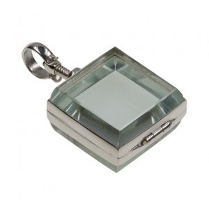 Zilveren Foto medaillon in glas vierkant ketting hanger - 2 foto's