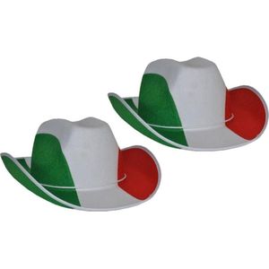 2x stuks cowboyhoed supporters Italie - Landen vlaggen verkleed feestartikelen