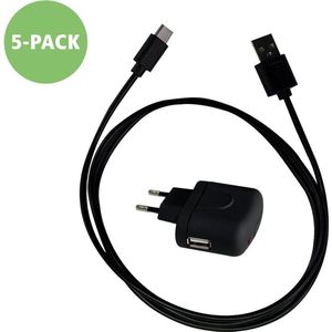 Tip-it Android lader USB-C - 5-Pack - USB-A naar USB-C - Oplaadkabel - Met adapter