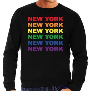 Regenboog New York gay pride / parade zwarte sweater voor heren - LHBT evenement sweaters kleding S