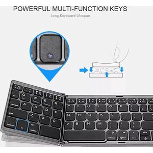 Imtex Toetsenbord Draadloos - Wireless Keyboard - Opvouwbaar Mini Bluetooth Toetsenbord met Touchpad - QWERTY Toetsenbord - BT 3.0 - Universeel - Ultradun - Zwart