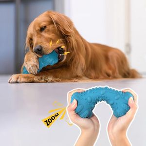 Hondenspeelgoed, onverwoestbaar, piepend, kauwspeelgoed voor grote, middelgrote en kleine honden, natuurlijk rubber, hondenspeelgoed, intelligentie, voederspeelgoed voor honden, blauw